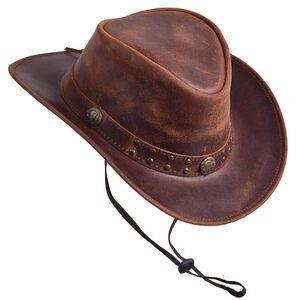 5351 Australian Cowboy Leather Hat Steampunk Halloween Unisex Adult For Men
